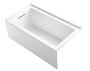 Kohler Underscore 60" Soaking Bathtub for Three Wall Alcove Installation with Left Drain and 68 Gallon Water Capacity