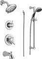 Delta Monitor 17 Series Pressure Balanced Tub and Shower System with Volume Control, Shower Head, Hand Shower, and Slide Bar - Includes Rough-In Valves