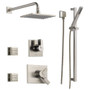 Delta Monitor 17 Series Dual Function Pressure Balanced Shower System with Integrated Volume Control, Shower Head, 2 Body Sprays and Hand Shower - Includes Rough-In Valves -  Brilliance Stainless