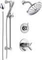Delta Trinsic Thermostatic Shower System with Shower Head, Shower Arm, Hand Shower, Slide Bar, Hose, Valve Trim and MultiChoice Rough-In