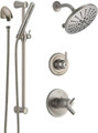 Delta Trinsic Thermostatic Shower System with Shower Head, Shower Arm, Hand Shower, Slide Bar, Hose, Valve Trim and MultiChoice Rough-In