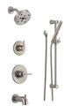 Delta Monitor 14 Series Pressure Balanced Tub and Shower System with Shower Head, Hand Shower, and Slide  Bar - Includes Rough-In Valves