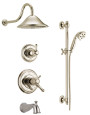 Delta TempAssure 17T Series Thermostatic Tub and Shower System with Volume Control, Shower Head, Hand Shower, and Slide Bar - Includes Rough-In Valves