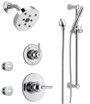 Delta Monitor 14 Series Single Function Pressure Balanced Shower System with Shower Head, 2 Body Sprays and Hand Shower - Includes Rough-In Valves