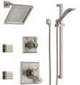 Delta Monitor 17 Series Dual Function Pressure Balanced Shower System with Integrated Volume Control, Shower Head, 2 Body Sprays and Hand Shower - Includes Rough-In Valves: Dryden