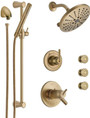 Delta Trinsic Thermostatic Shower System with Shower Head, Shower Arm, Hand Shower, Slide Bar, Bodysprays, Hose, Valve Trim and MultiChoice Rough-In