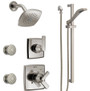 Delta Monitor 17 Series Dual Function Pressure Balanced Shower System with Integrated Volume Control, Shower Head, 2 Body Sprays, Hand Shower and Valves