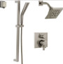 Delta Pivotal Pressure Balanced Shower System with Shower Head, Shower Arm, Hand Shower, Slide Bar, Hose, Valve Trim and MultiChoice Rough-In - P