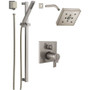 Delta Ara Pressure Balanced Shower System with Shower Head, Shower Arm, Hand Shower, Slide Bar, Hose, Valve Trim and MultiChoice Rough-In - Brilliance Stainless