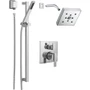 Delta Ara Pressure Balanced Shower System with Shower Head, Shower Arm, Hand Shower, Slide Bar, Hose, Valve Trim and MultiChoice Rough-In - Chrome