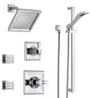 Delta Monitor 14 Series Single Function Pressure Balanced Shower System with Shower Head, 2 Body Sprays and Hand Shower - Includes Rough-In Valves - Dryden