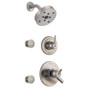 Delta Monitor 17 Series Dual Function Pressure Balanced Shower System with Integrated Volume Control, Shower Head, and 2 Body Sprays - Includes Rough-In Valves - Brilliance Stainless