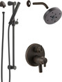 Delta Trinsic Pressure Balanced Shower System with Shower Head, Shower Arm, Hand Shower, Slide Bar Hose, Valve Trim and MultiChoice Rough-In