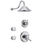 Delta Monitor 17 Series Dual Function Pressure Balanced Shower System with Integrated Volume Control, Shower Head, and 2 Body Sprays - Includes Rough-In Valves - Chrome