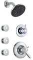 Delta TempAssure 17T Series Thermostatic Shower System with Integrated Volume Control, Shower Head, and 3 Body Sprays - Includes Rough-In Valves - Lahara