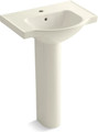 Kohler Veer 24" Pedestal Bathroom Sink with One Hole Drilled and Overflow