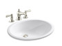 Kohler Caxton 17" Undermount Bathroom Sink with Overflow and Bancroft Widespread Bathroom Faucet with Pop-Up Drain Assembly