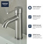 Grohe Essence 1.2 GPM Single Hole Bathroom Faucet with Silkmove, QuickFix, and EcoJoy Technology