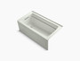 Kohler Archer® 60" x 32" alcove bath with Bask® heated surface, integral apron, integral flange and left-hand drain in Dune