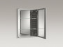 Kohler 20" W x 26" H aluminum single-door medicine cabinet with decorative silver framed mirrored door