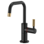 Brizo LITZE® Instant Hot Faucet with Square Spout and Knurled Handle in Matte Black / Luxe Gold