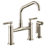 Brizo LITZE® Bridge Faucet with Angled Spout and Knurled Handle in Polished Nickel