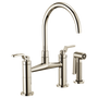 Brizo LITZE® Bridge Faucet with Arc Spout and Industrial Handle in Polished Nickel