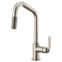 Brizo LITZE® Pull-Down Faucet with Angled Spout and Industrial Handle in Stainless 