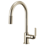 Brizo LITZE® Pull-Down Faucet with Arc Spout and Industrial Handle in Polished Nickel