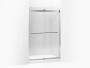 Kohler Levity® 74" H x 44-5/8 - 47-5/8" W, with 3/8" in Crystal Clear glass with Bright Polished Silver frame