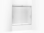 Kohler Levity® Sliding bath door, 59-3/4" H x 54 - 57" W, with 1/4" in Frosted glass with Bright Silver frame
