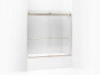 Kohler Levity® 59-3/4" H x 54 - 57" W, with 1/4" thick Crystal Clear glass in Crystal Clear glass with Anodized Brushed Bronze frame