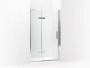 Kohler Composed®Frameless pivot shower door, 73" H x 45 - 46-3/8" W, with 3/8" thick Crystal Clear glass in Bright Polished Silver