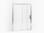 Kohler Torsion® Frameless sliding shower door, 77" H x 57-1/2 - 59-1/16" W, with 5/16" in Crystal Clear glass with Bright Polished Silver frame