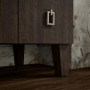 Kohler Poplin®30" bathroom vanity cabinet with legs, 1 door and 3 drawers on right in Claret Suede