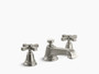 Kohler Pinstripe®Widespread bathroom sink faucet with cross handles in Vibrant Brushed Nickel