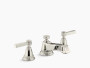 Kohler Pinstripe®Widespread bathroom sink faucet with lever handles in Vibrant Polished Nickel