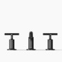 Kohler Purist®Widespread bathroom sink faucet with low cross handles and low spout in Matte Black