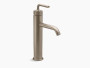 Kohler Purist® TallSingle-handle bathroom sink faucet with straight lever handle in Vibrant Brushed Bronze