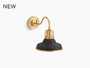 Kohler Hauksbee™One-light double-bell sconce in Black, Brass Trim