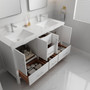 Spacious white double bathroom vanity cabinet with a contemporary finish