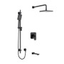 Riobel Equinox Type T/P 1/2" Coaxial 3-Way System with Hand Shower Rail, Shower Head and Spout Matte Black