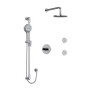 Riobel Parabola Type T/P (Thermostatic/Pressure Balance) 1/2" Coaxial 3-Way System, Hand Shower Rail, Elbow Supply, Shower Head and 2 Body Jets Kit Chrome