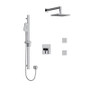 Riobel Paradox Type T/P 1/2" Coaxial 3-Way System, Hand Shower Rail, Elbow Supply, Square Shower Head and 2 Body Jets Chrome