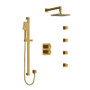 Riobel Reflet Type T/P Double Coaxial System with Hand Shower Rail, 4 Body Jets and Shower Head Brushed Gold