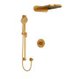 Riobel Riu Type T/P 1/2" Coaxial 3-Way System with Hand Shower Rail and Rain and Cascade Shower Head Brushed Gold