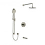 Riobel Riu Type T/P 1/2" Coaxial 3-Way System with Hand Shower Rail, Shower Head and Spout Brushed Nickel