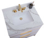 Royal Mercer 30 inch White Bathroom Vanity with Gold Trim
