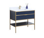 Royal Hampton  30 inch Navy Blue  Finish  Bathroom Vanity with Gold Hardware