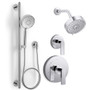  Kohler Composed Pressure Balanced Shower System with Shower Head, Hand Shower, Valve Trim, and Shower Arm 2.5gpm - Polished Chrome